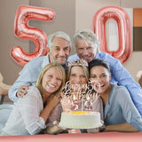 50th Birthday Decorations for Her with Banner Rose Gold Tablecloth