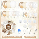 Amandir 153 Pcs White Sand Metallic Champagne Gold Balloons Arch
