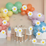 Sotiff 21 Pcs Flower Balloons Daisies Balloons White Groovy Flowe Whit