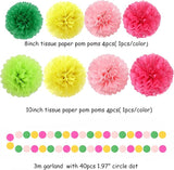 Hawaii Pool Party Decorations Streamers 35pcs Tissue Pom Poms