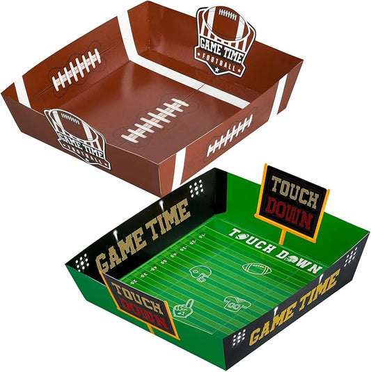 50 Pcs Football Plates Kit Large Football Snack Holder for Tailgate