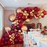 PartyWoo Red Pink and Gold Balloons, 140 pcs Ruby Red Pink and Chrome