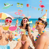 12 Pcs Summer Photo Booth Props Beach Summer Pool Party Decorations