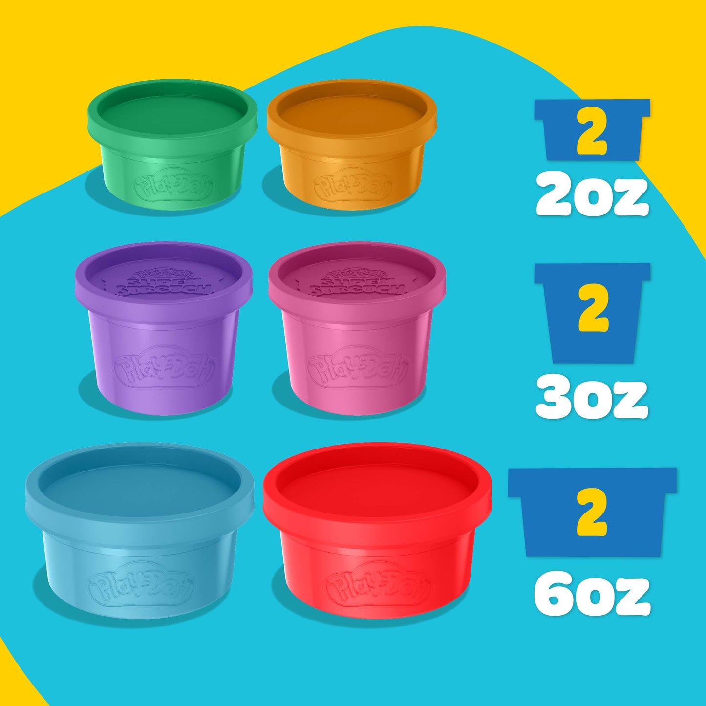 Play-Doh Scented Slime Variety Pack, 6-Pack Variety, Super Stretch,