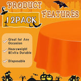 CIEOVO 12 Pack Halloween Plastic Tablecloth Black Orange Purple Color