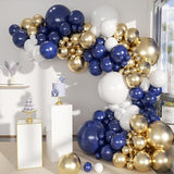 MEBAY Blue White Gold Balloons Garland Arch Kit, 141Pcs Latex