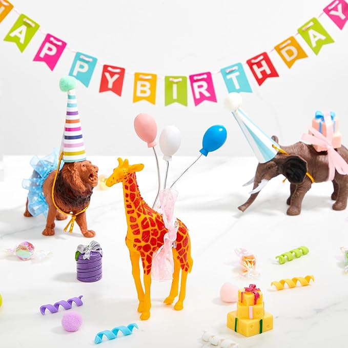 39 Pcs Safari Animal Cake Toppers Party Cake Animal Decorations