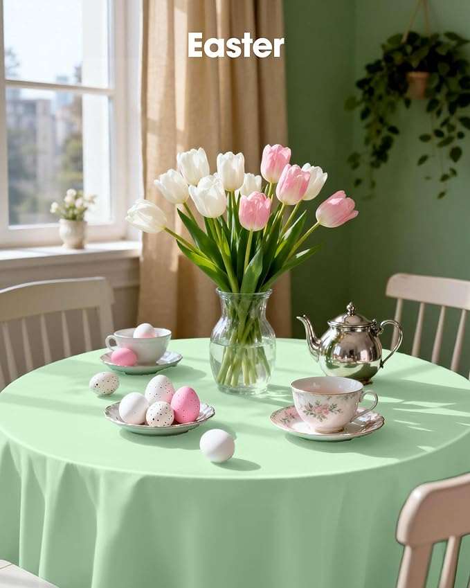 Pureegg Plastic Table Cloth Disposable 10 Pack, 84'' Round Table Cloth