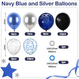 Navy Blue Silver Balloons, 60 Pcs Metallic Pearl Night Blue Black