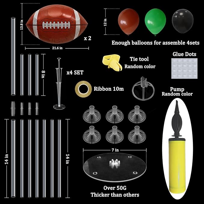 Football Game Day Balloon Stand Set Green Brown Black Football Theme