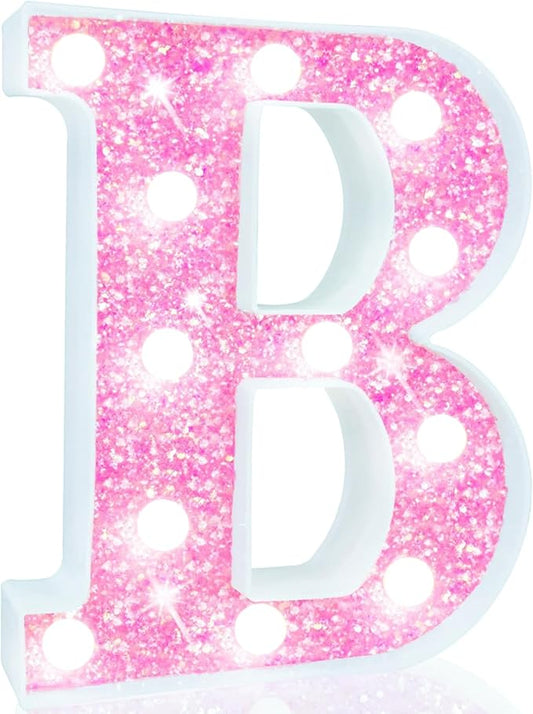 Pooqla LED Marquee Letter Lights, Light Up Pink Letters Glitter #13