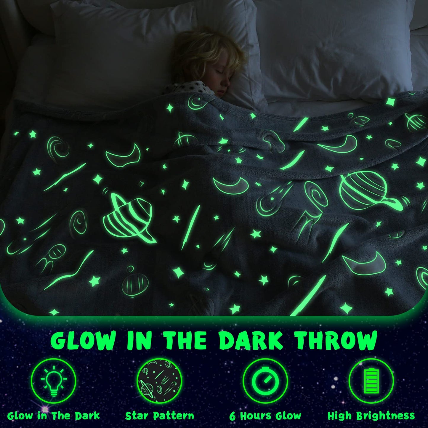 inhand Blue Space Toys Glow in the Dark Stars Blanket Birthday Gifts
