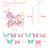 11 Pieces Butterfly Cake Toppers With Happy Birthday Cake Toppers 3D