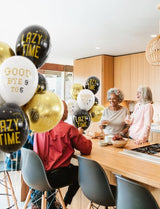Retirement Balloons - 12 Inch Black Gold and White Balloons Funny