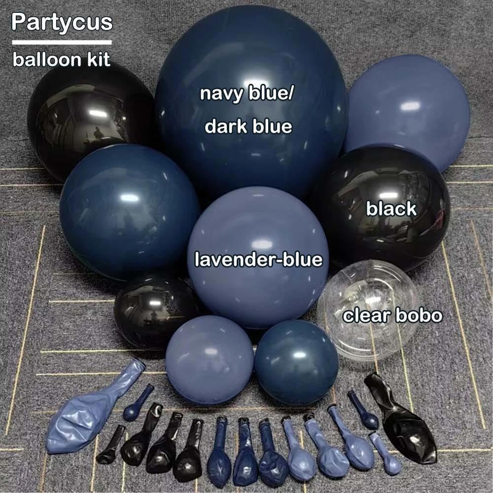 Navy Blue Black Balloon Arch Kit Double Stuffed, Dark Lavender-Blue