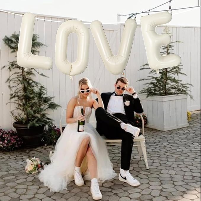 40 Inch Cream White Sand Love Balloons - Letter for Valentines Day,