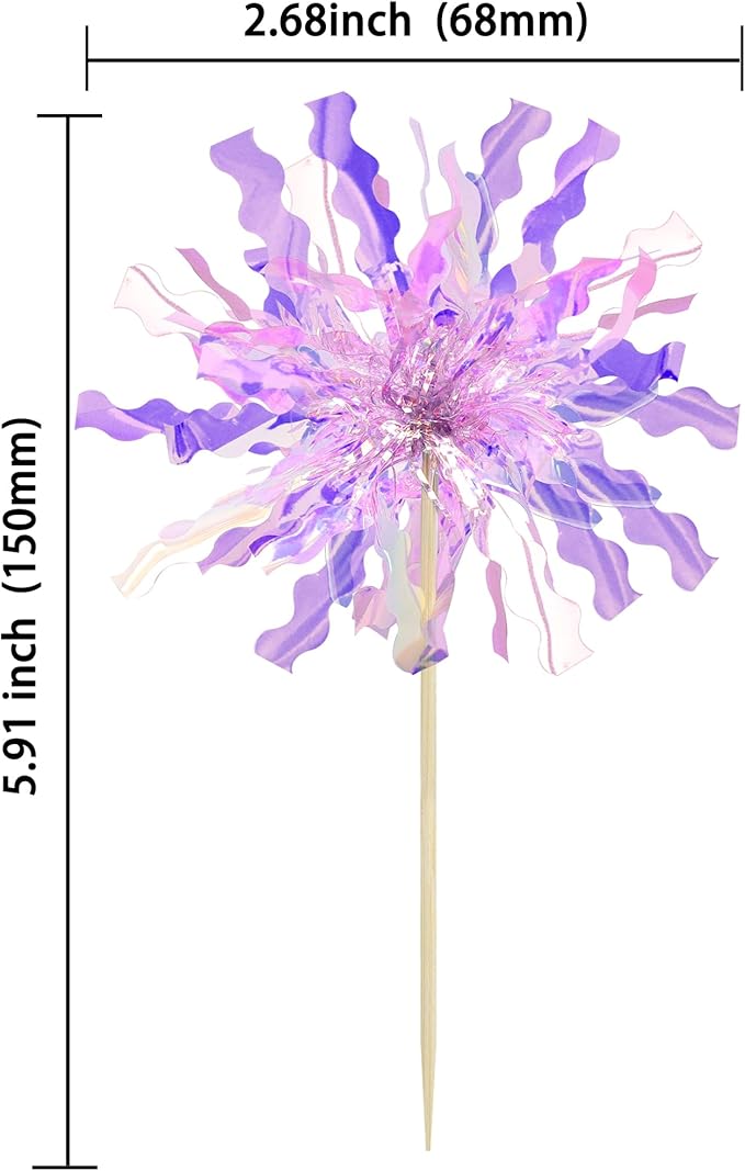 Gyufise 30Pcs Foil Firework Cupcake Toppers Happy Birthday Cake Topper