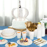 White and Gold Party Supplies, 350PCS Disposable Dinnerware Set