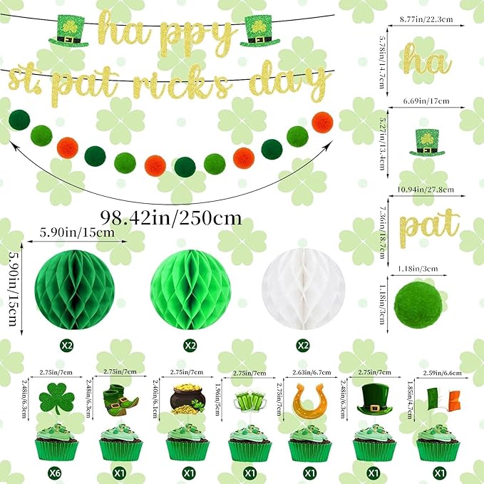 21PCS St Patricks Day Decorations Set Shamrock Decorations Includes