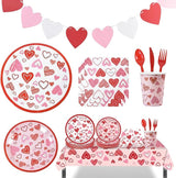 Valentine's Day Disposable Party Tableware 177pcs for 25 Guests