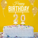 20th Birthday Candle for Cake, Colorful Macaron Numeral Candles for