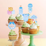 36 Pack Gender Reveal Cupcake Toppers Glitter Bottle Little Star