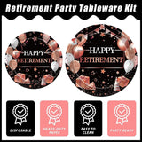 96 Pcs Retirement Party Plates and Napkins Set Rose Gold Happy