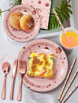 Birthday Party Tableware, 161 Pieces Pink and Rosegold Party