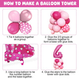 Pink 4th Birthday Balloons Decorations, Hot Pink Rose Polka Dots