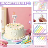 MTLEE Number 7 Birthday Candle with 12 Pcs Spiral Candles for Girls Ma