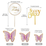 LANGPA 22-Pieces Butterfly Cake Decorations With Happy Birthday Purple