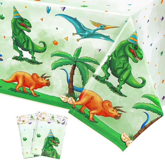 WERNNSAI Dinosaur Party Decorations - 2PCS Dinosaur Tablecloth Three