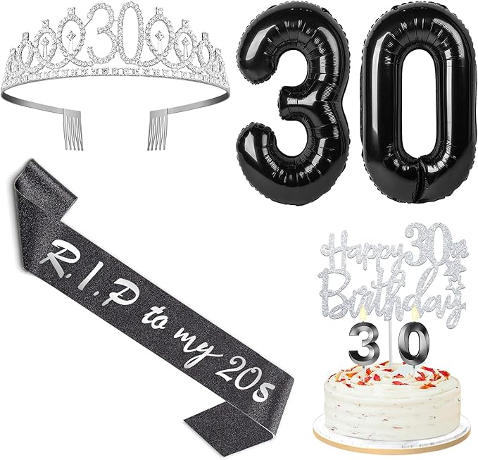 RIP to My 20s Birthday Decorations with 30th Birthday Crown RIP to