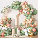 166Pcs Sage Olive Green Blush Peach Balloon Garland Arch Kit Orange