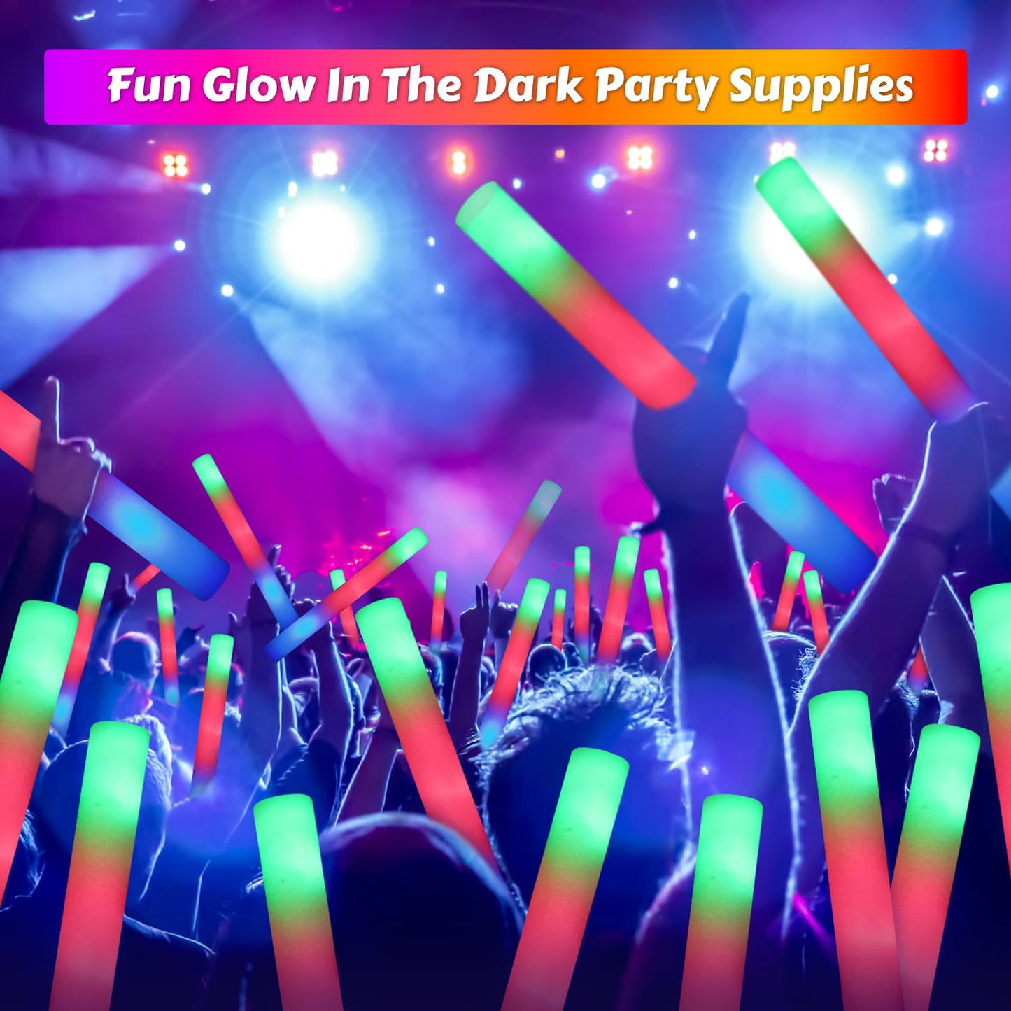 OLUPP 70 PCS LED Foam Glow Sticks Bulk, Glow in the Dark Party