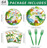 Watercolor Dinosaur Plates and Napkins Tableware Set Disposable