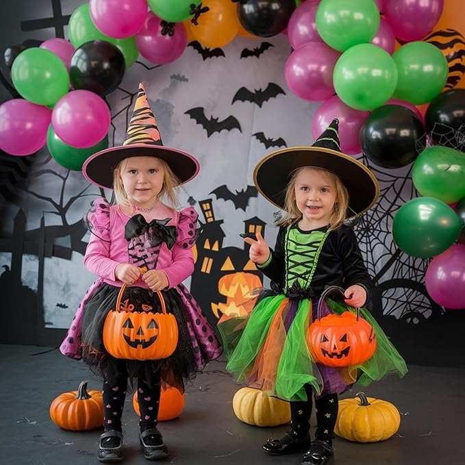 Black and Pink Green Balloons, 60PCS Witch Theme Party Balloon, 12