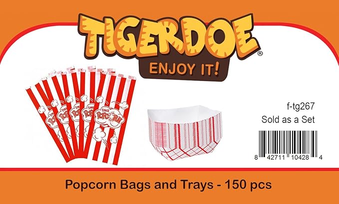 Movie Party Supplies 150 Pc Bulk Set 100 Popcorn Bags & 50 Paper