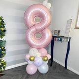 Pastel Pink 8 Balloons, 40" Giant Helium Foil Number 0-9 Light Pink