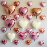 Pink White Heart Balloons, 19PCS Rose Gold and White Heart Shape