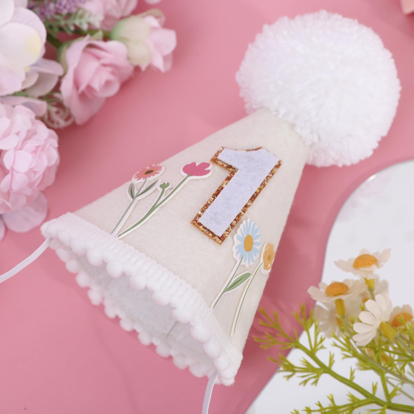 WUTKYAX Wild Flower 1st Birthday Hat - First and Decor for Girls,Our