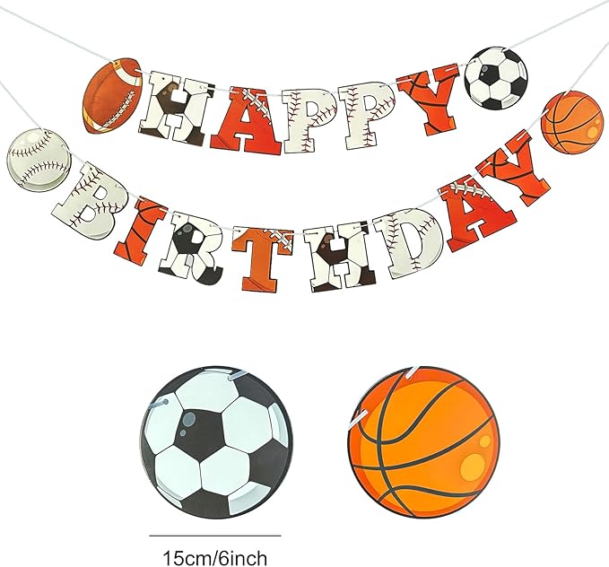 Sports Happy Birthday Banner Sports Themed Party Decorations