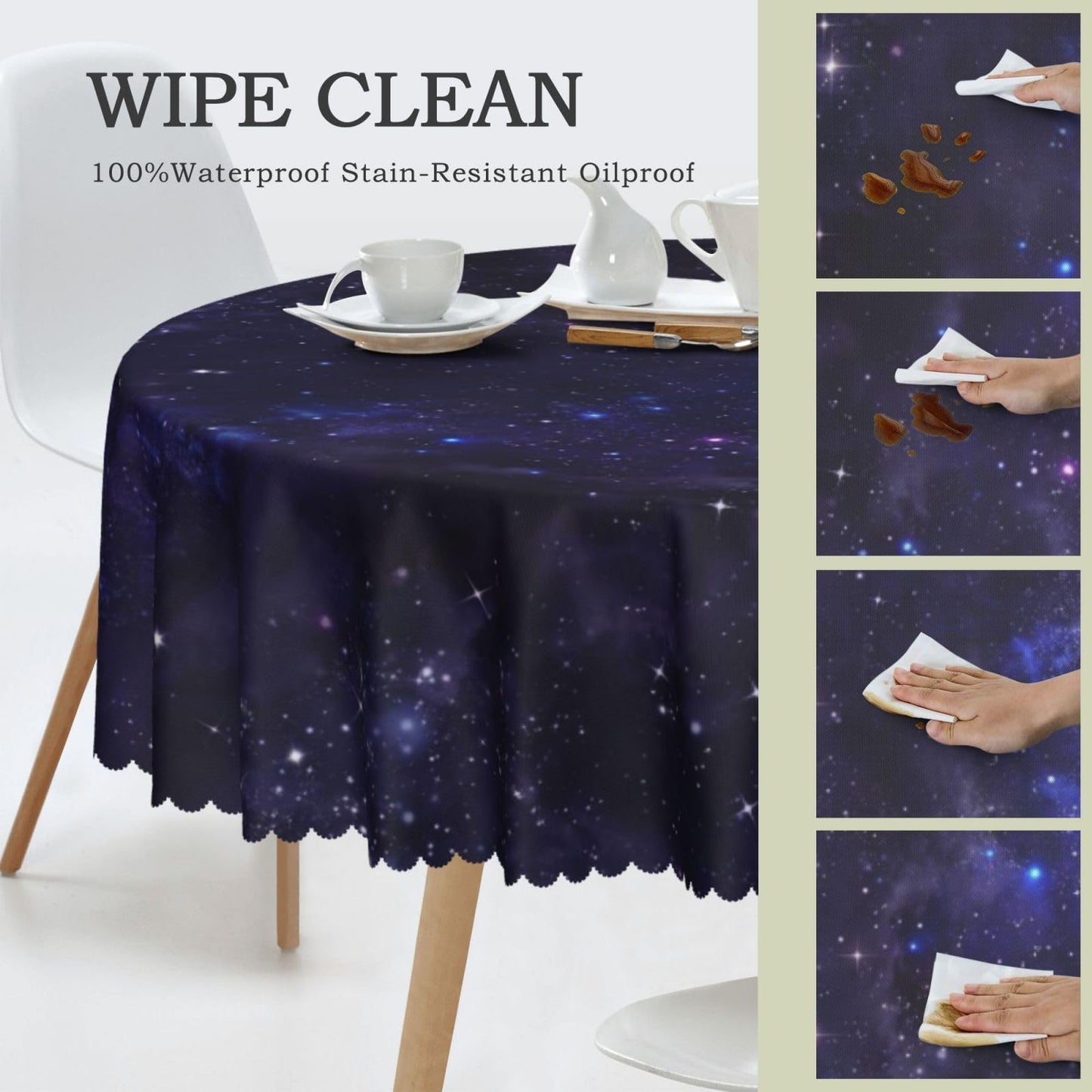 Galaxy Universe Round Tablecloth 60 Inch Starry Night Sky