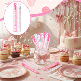 Rotatingpals 32 Pcs Pink Bow Bubble Wands Cute Bubbles Party Favors