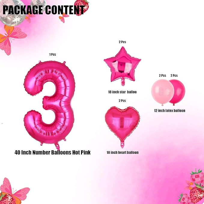 40 Inch Number Balloons Hot Pink 3 Large Number Balloon Anniversary