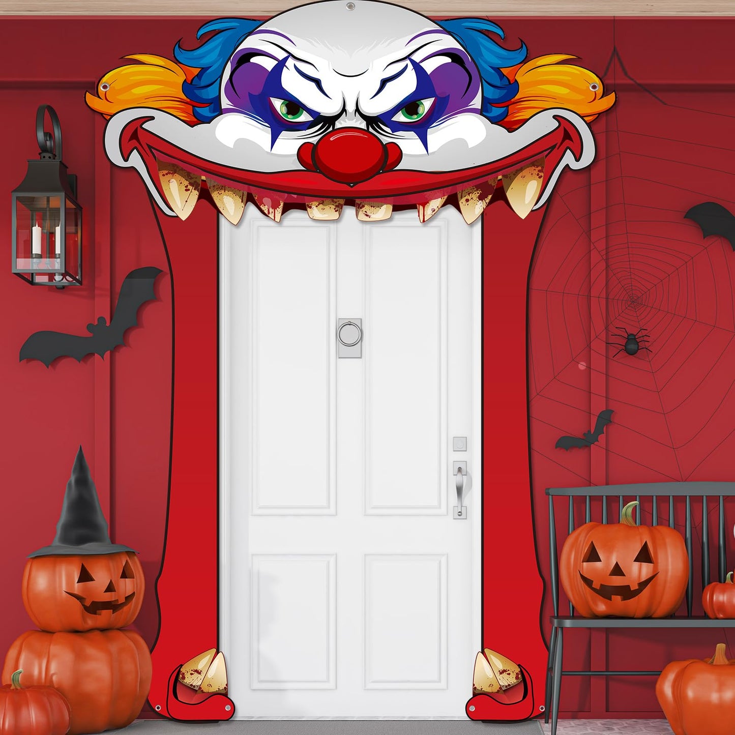 Tiamon Halloween Clown Door Banners Creepy Carnival Decorations Scary