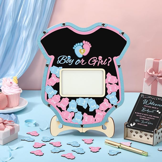 63 Pcs Gender Reveal Baby Shower Guest Book Alternatives Set Baby