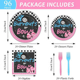 96 Pcs Gender Reveal Burnouts or Bows Party Plate and Napkins