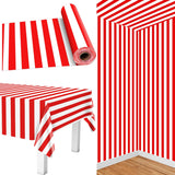 PIXHOTUL Carnival Tablecloth Roll 100 Ft Red and White Striped