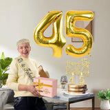 45th Birthday Decorations for Women Gold with 45th Birthday Sash and